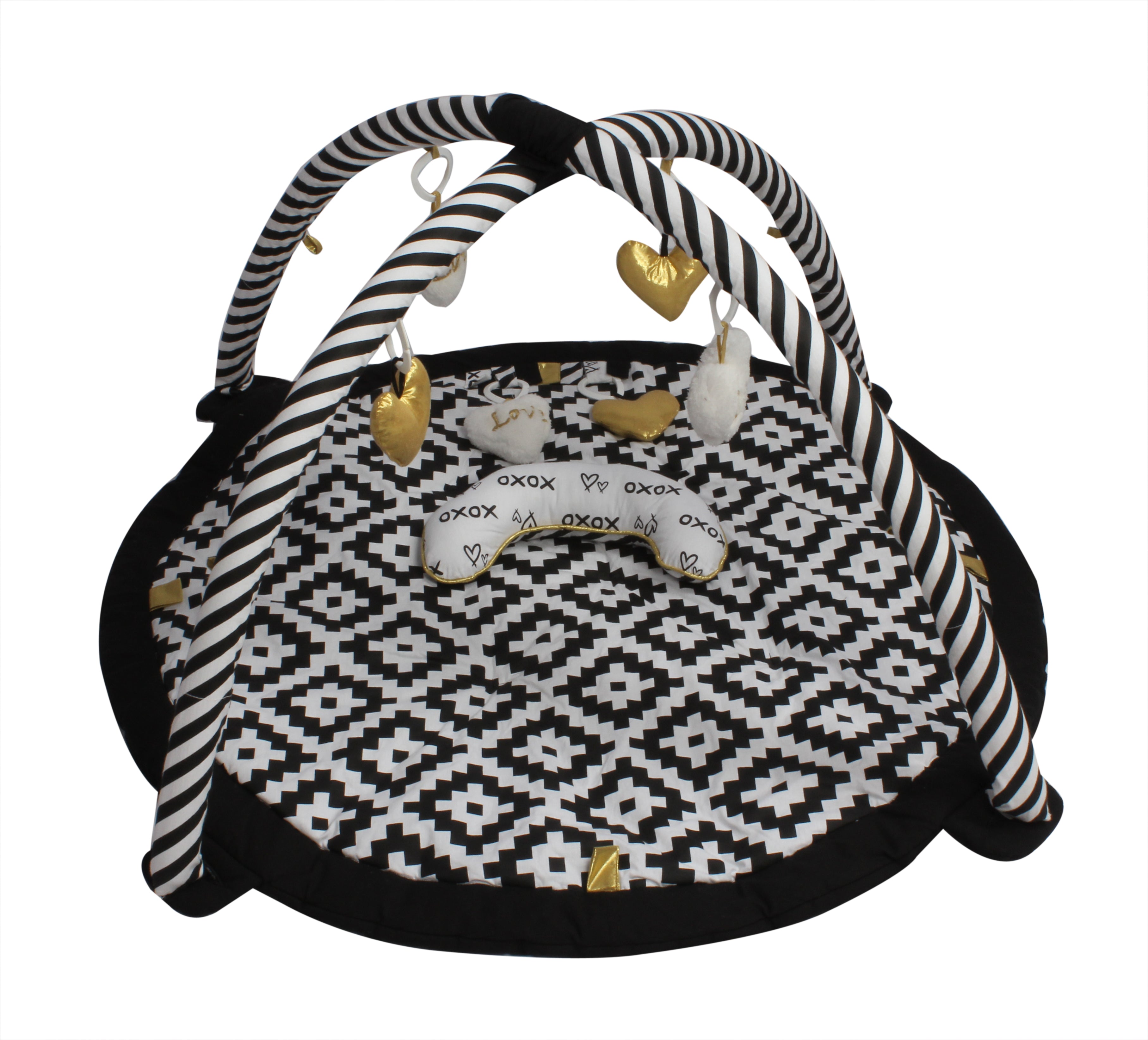 Bacati - Playmat/Baby Activity Gym with Mat, Love Aztec Black/Gold