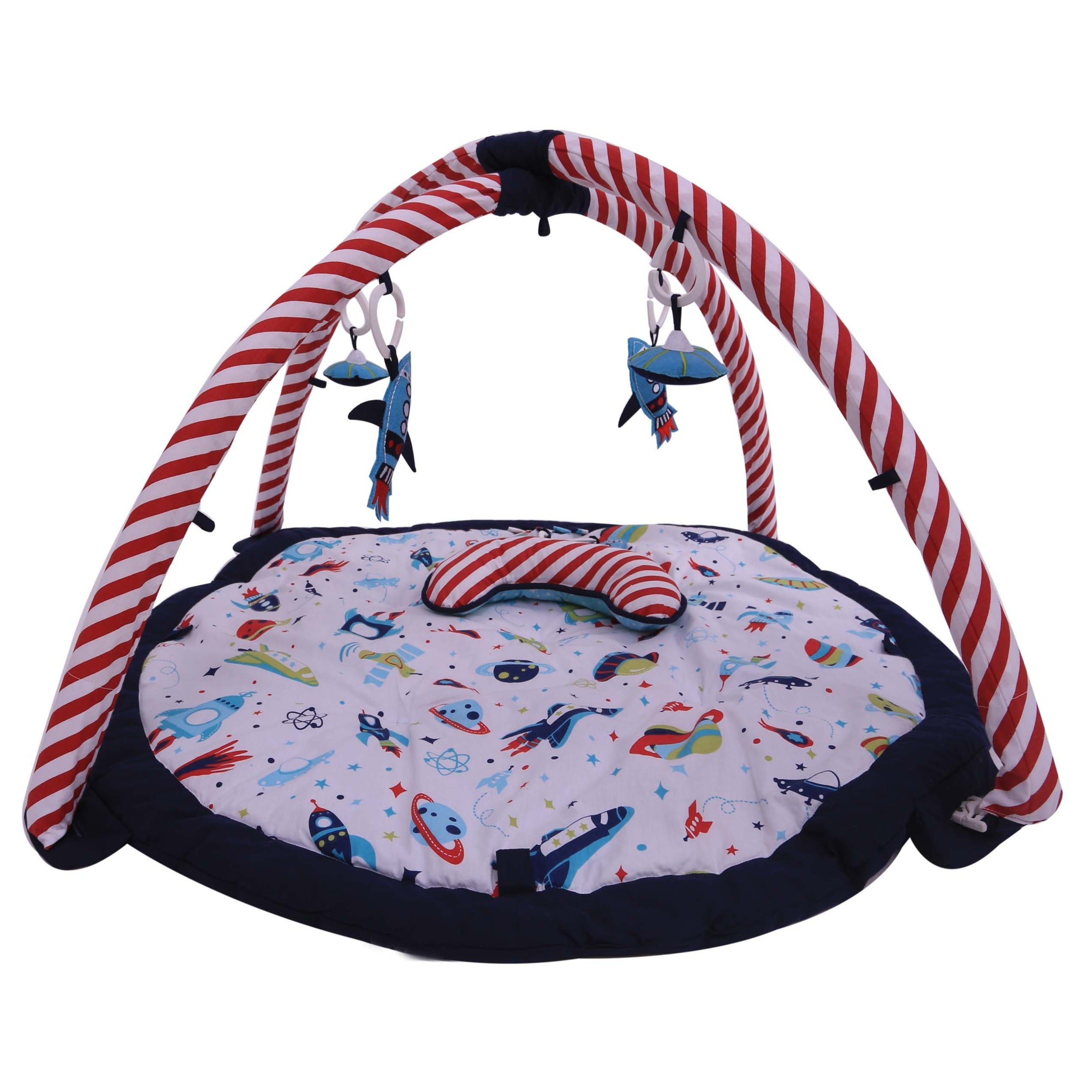 Bacati - Playmat/Baby Activity Gym with Mat, Airspace, Aqua/Red/Orange/Green/Navy