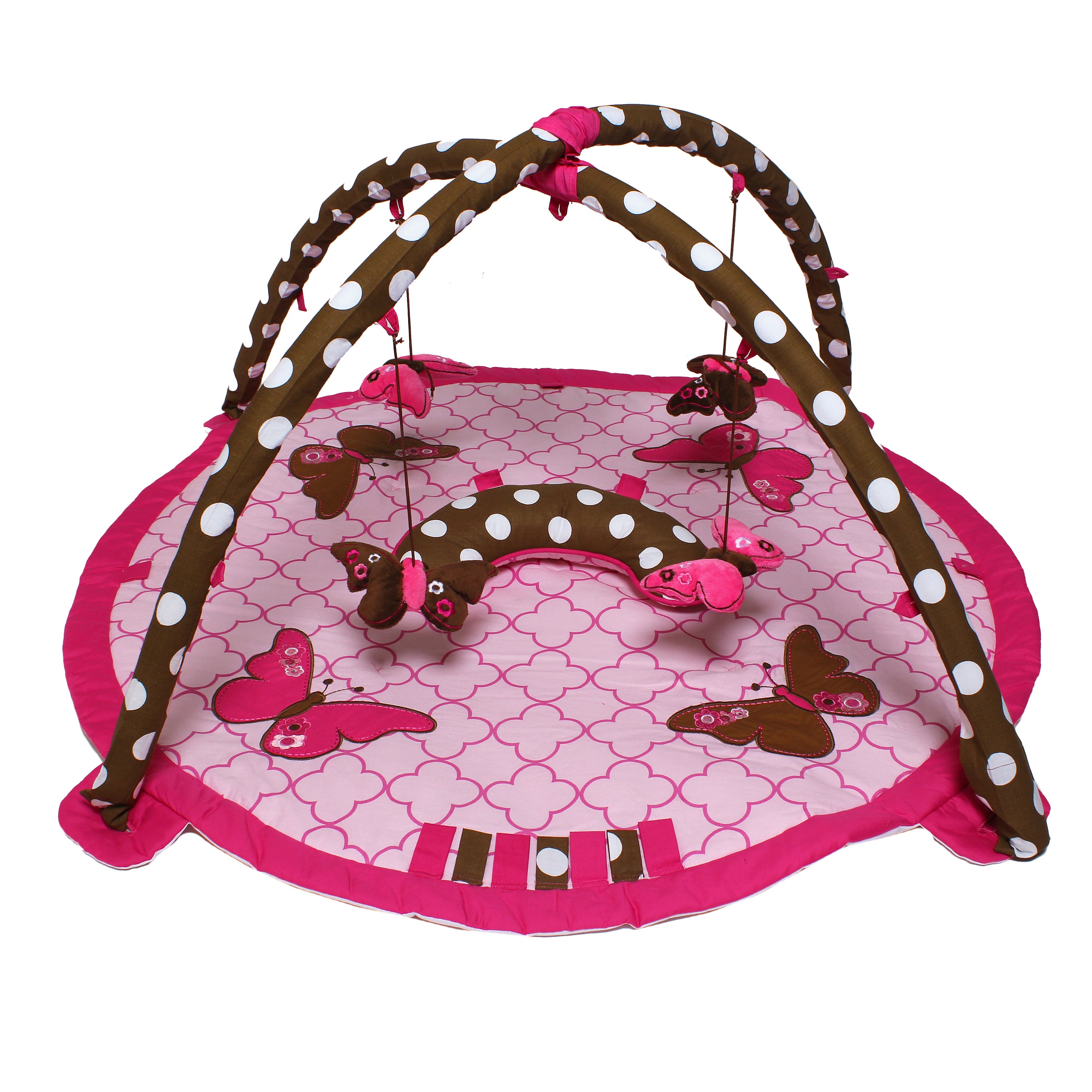 Bacati - Playmat/Baby Activity Gym with Mat, Butterflies Pink/Chocolate