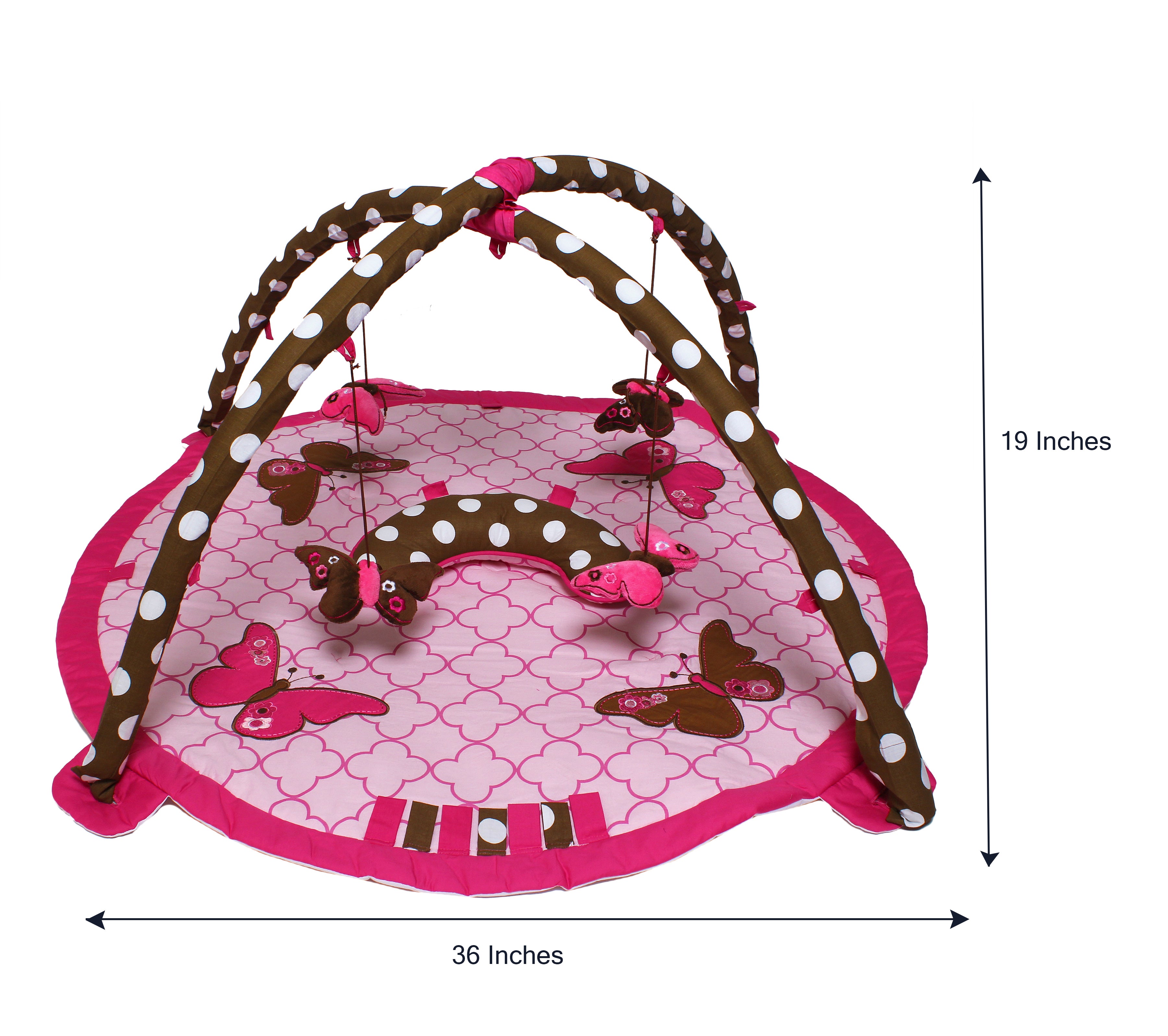 Bacati - Playmat/Baby Activity Gym with Mat, Butterflies Pink/Chocolate