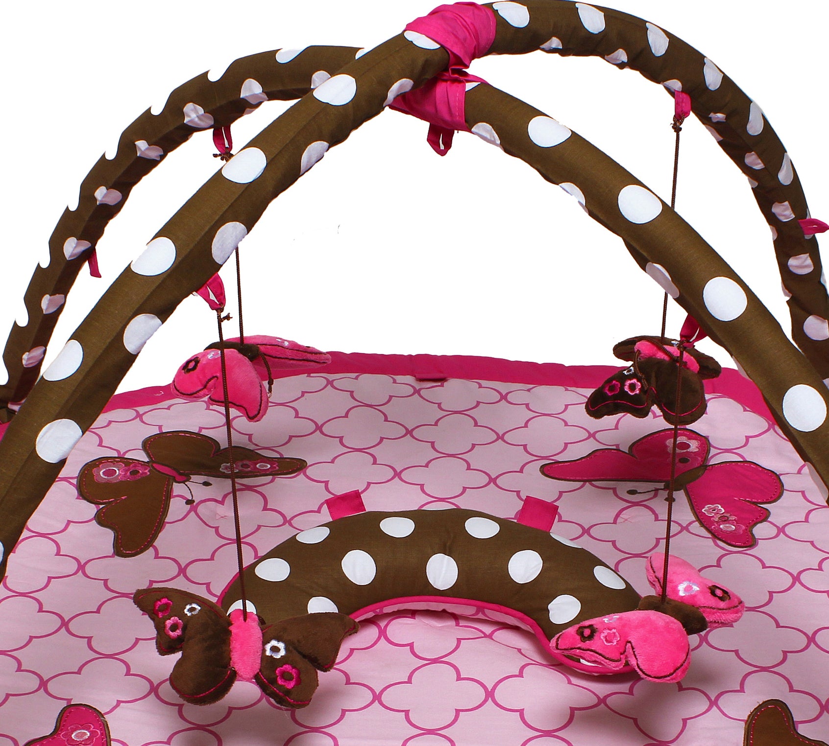 Bacati - Playmat/Baby Activity Gym with Mat, Butterflies Pink/Chocolate