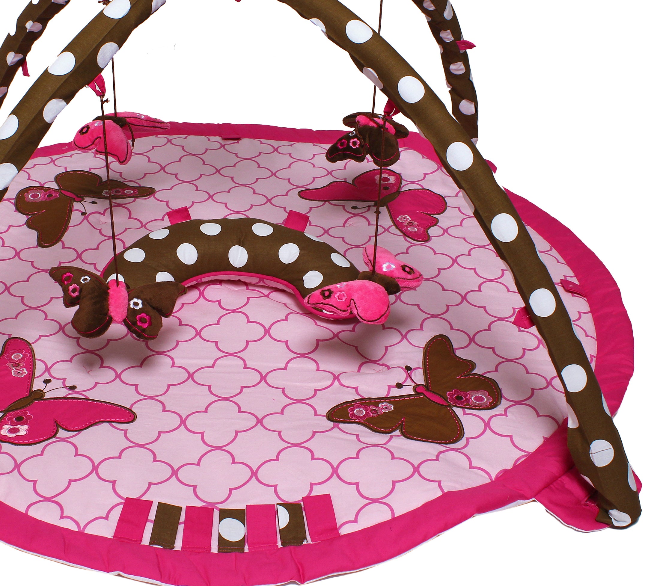 Bacati - Playmat/Baby Activity Gym with Mat, Butterflies Pink/Chocolate