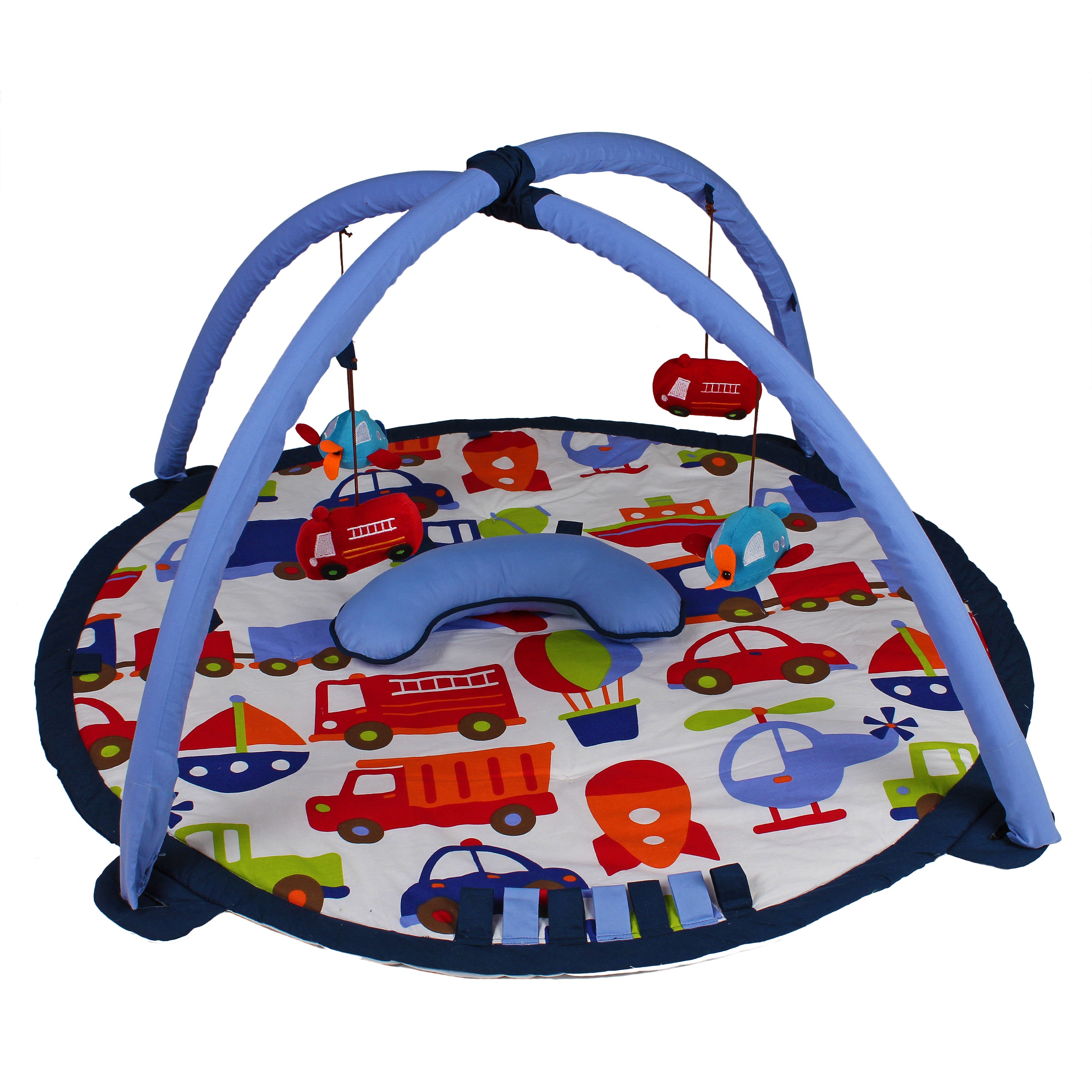 Bacati - Playmat/Baby Activity Gym with Mat, Transportation, Blue/Navy/Orange/Red/Green