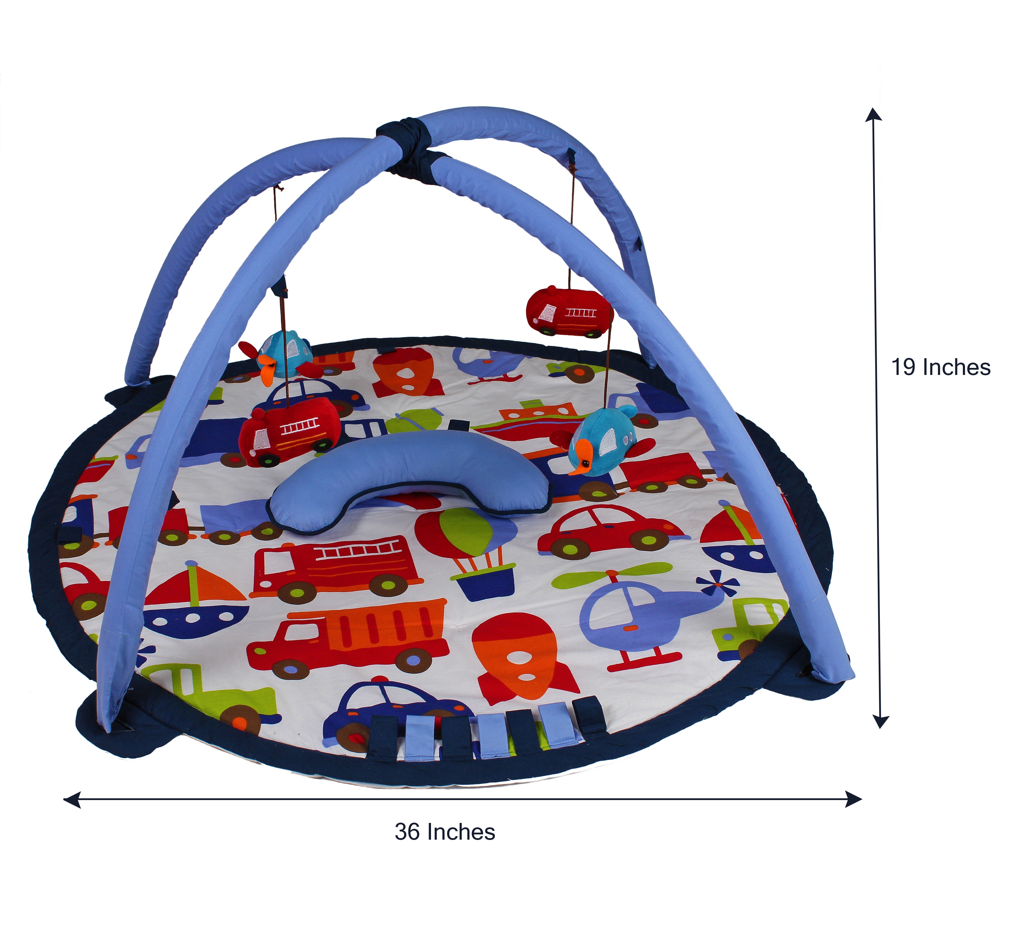 Bacati - Playmat/Baby Activity Gym with Mat, Transportation, Blue/Navy/Orange/Red/Green