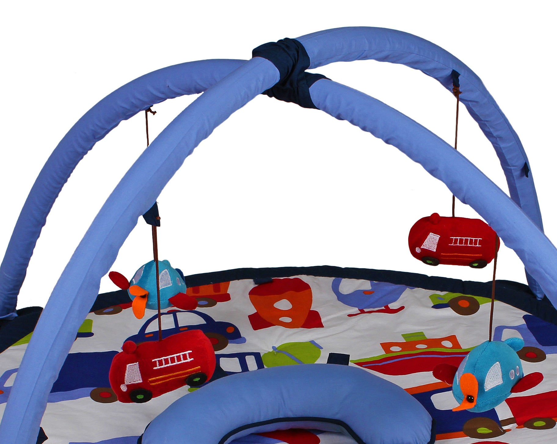 Bacati - Playmat/Baby Activity Gym with Mat, Transportation, Blue/Navy/Orange/Red/Green