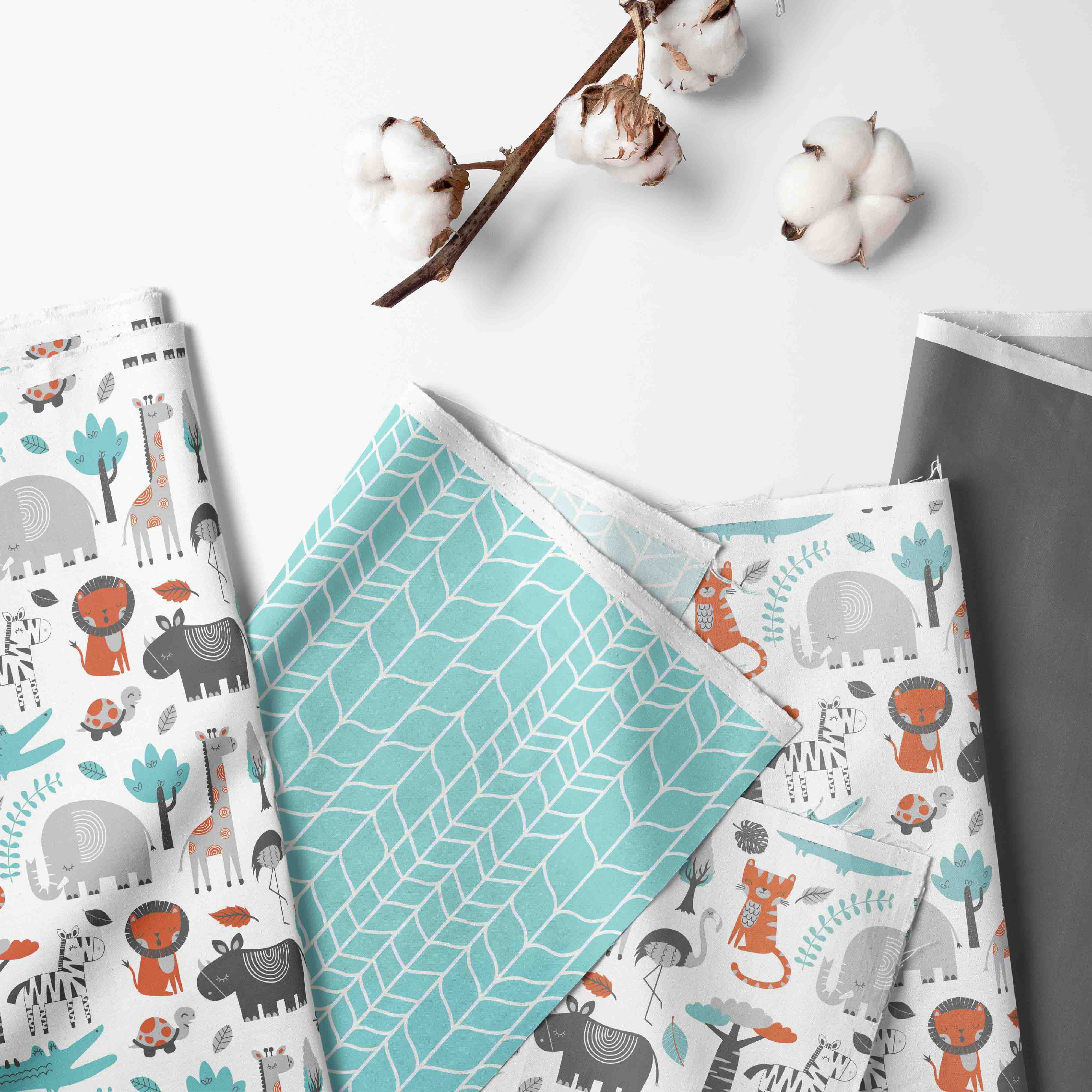 Bacati - Playmat/Baby Activity Gym with Mat, Jungle Safari Animals Aqua/Orange/Grey