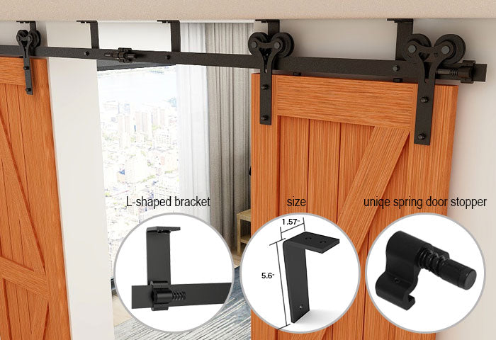 Ceiling Mount Sliding Barn Door Hardware Kit CCJH Horn Shape