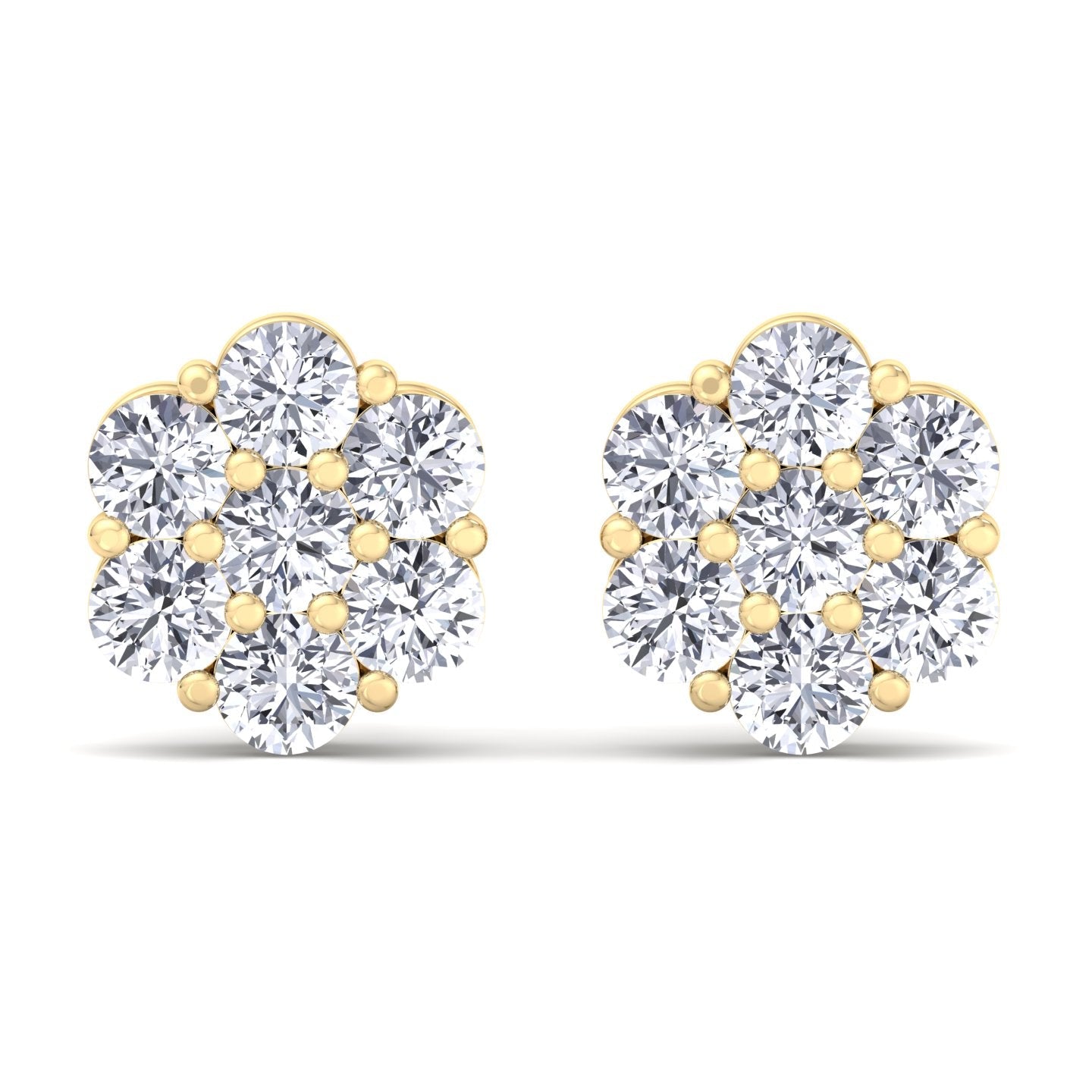 Tuli - 2 Carat Cluster Flower Diamond Studs