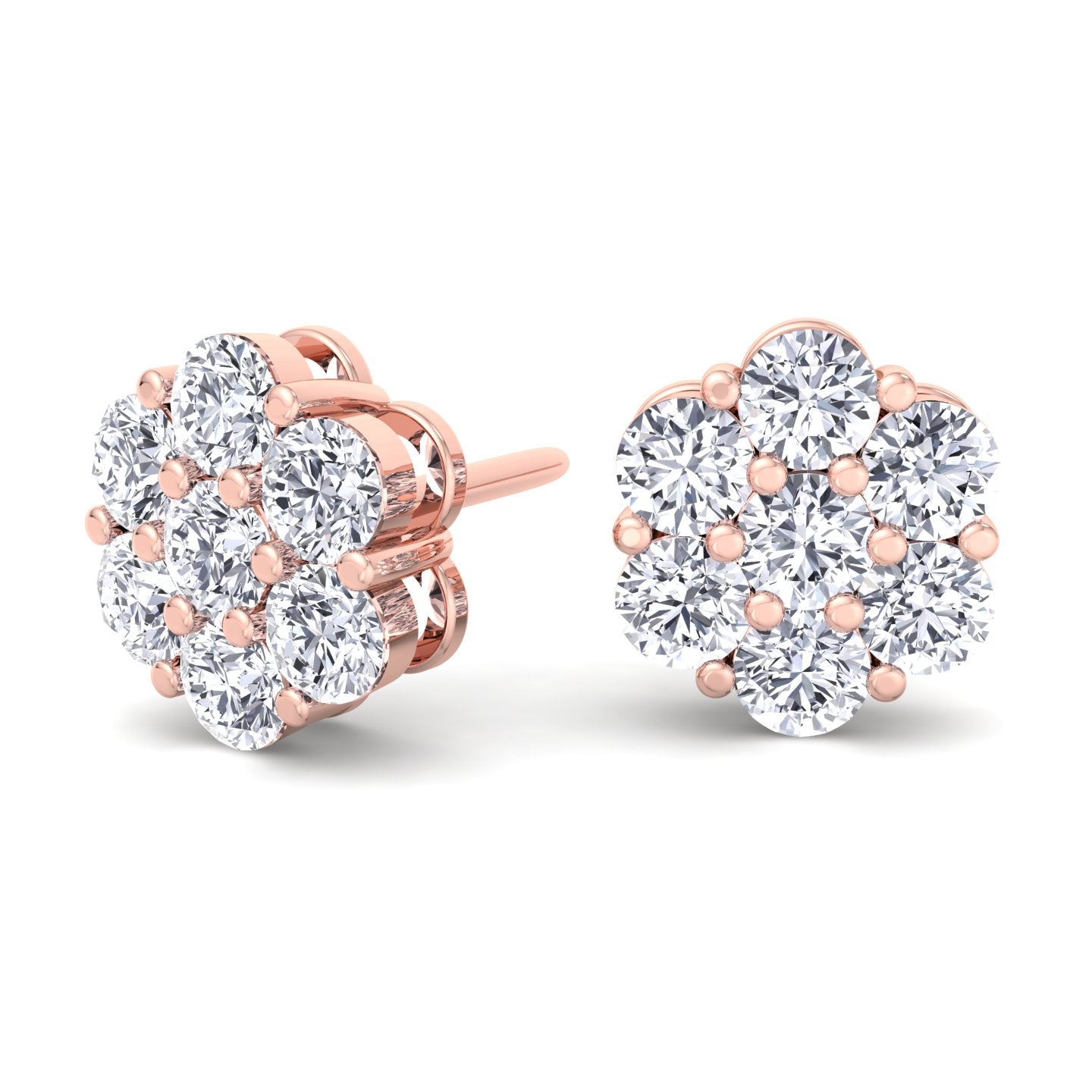 Tuli - 2 Carat Cluster Flower Diamond Studs