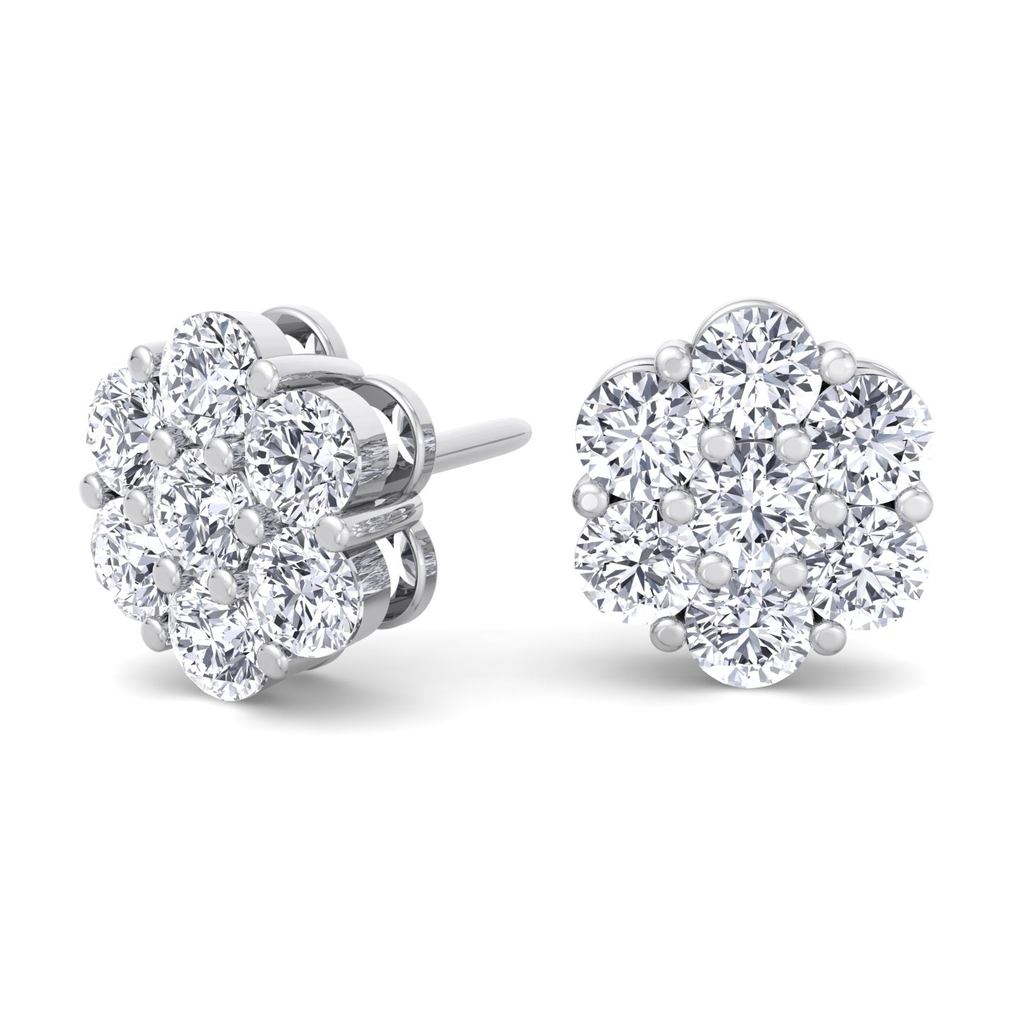 Tuli - 2 Carat Cluster Flower Diamond Studs