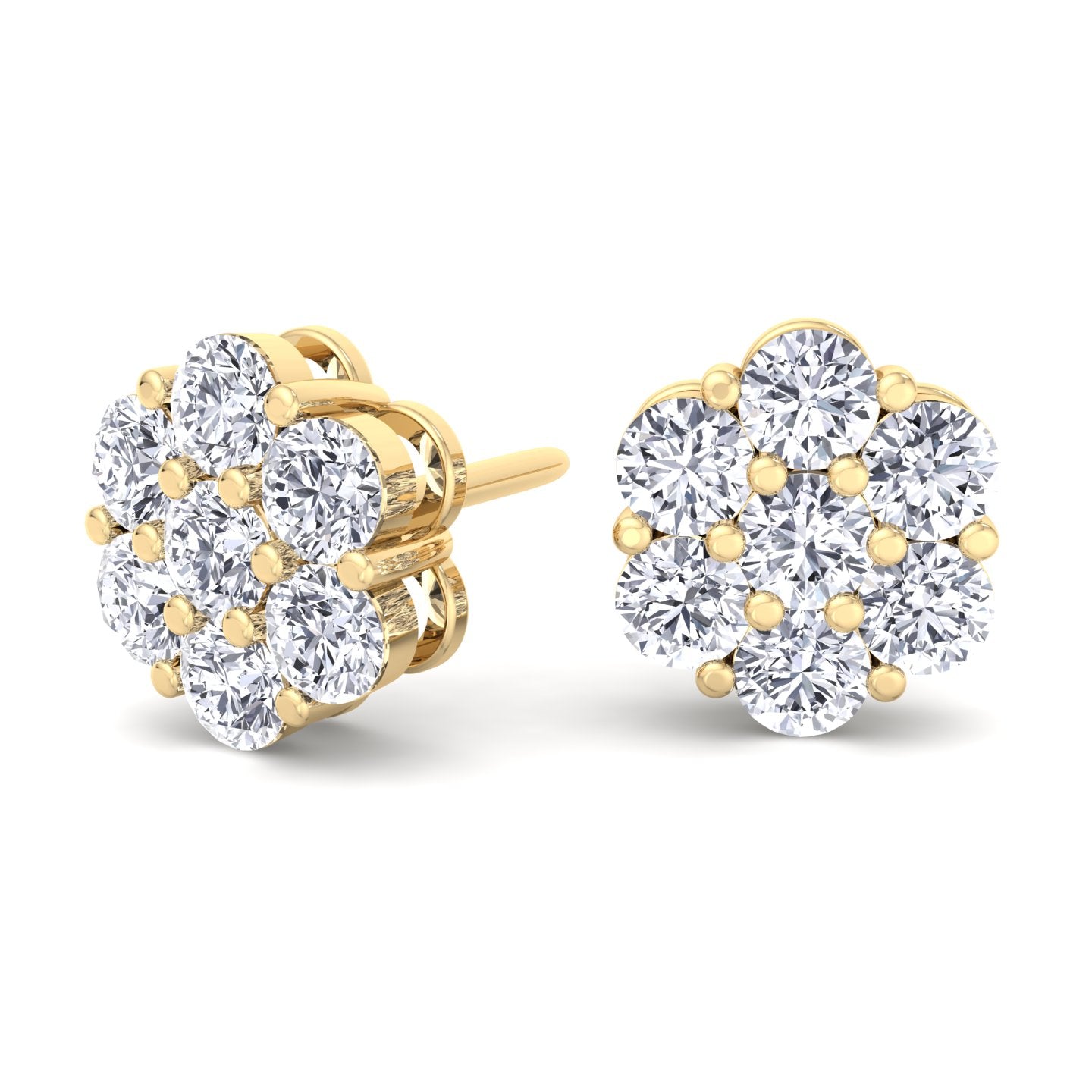 Tuli - 2 Carat Cluster Flower Diamond Studs