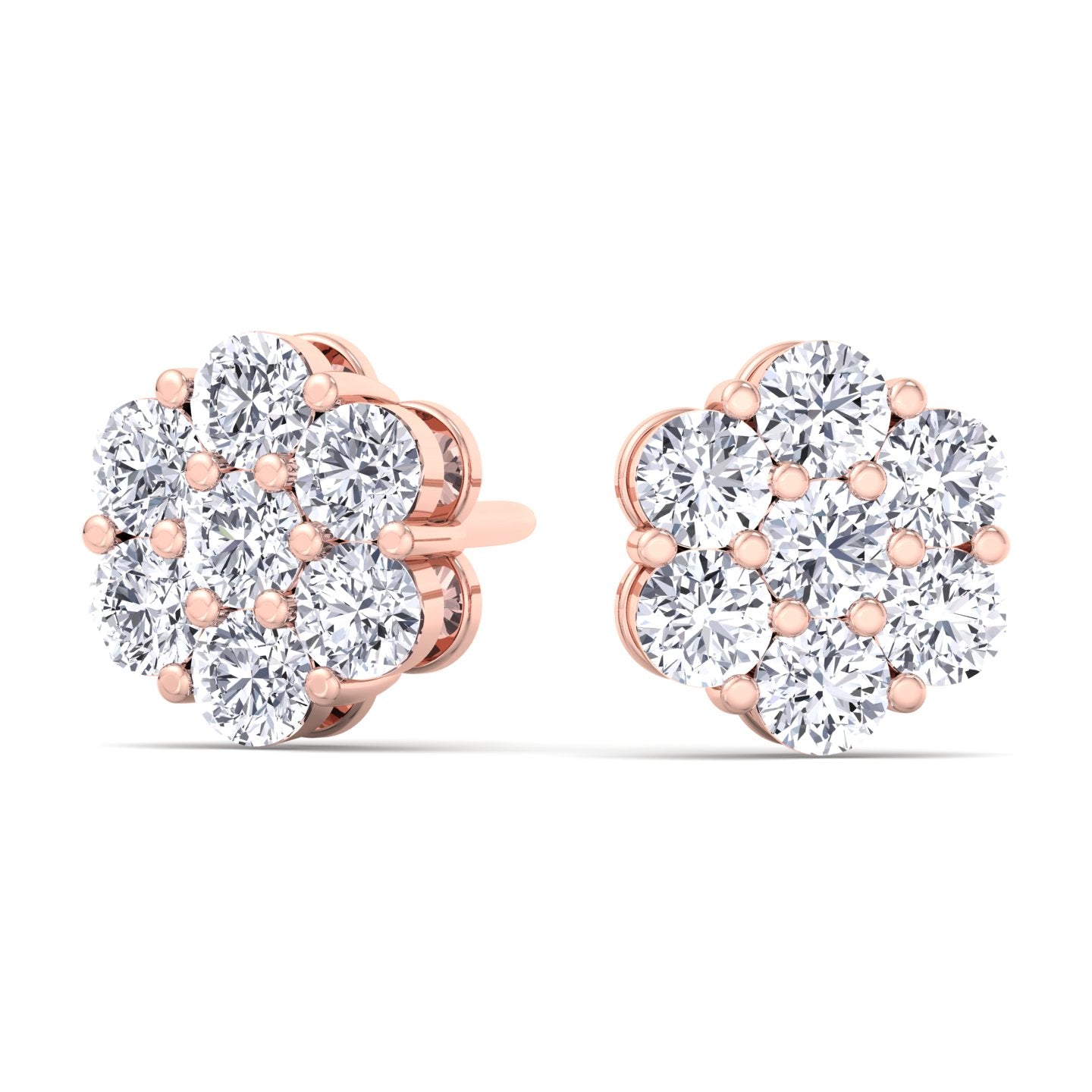 Tuli - 2 Carat Cluster Flower Diamond Studs