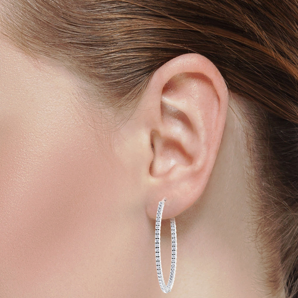 Sonal - 2.15CT Inside Out Round Diamond Hoop Earrings 1.5