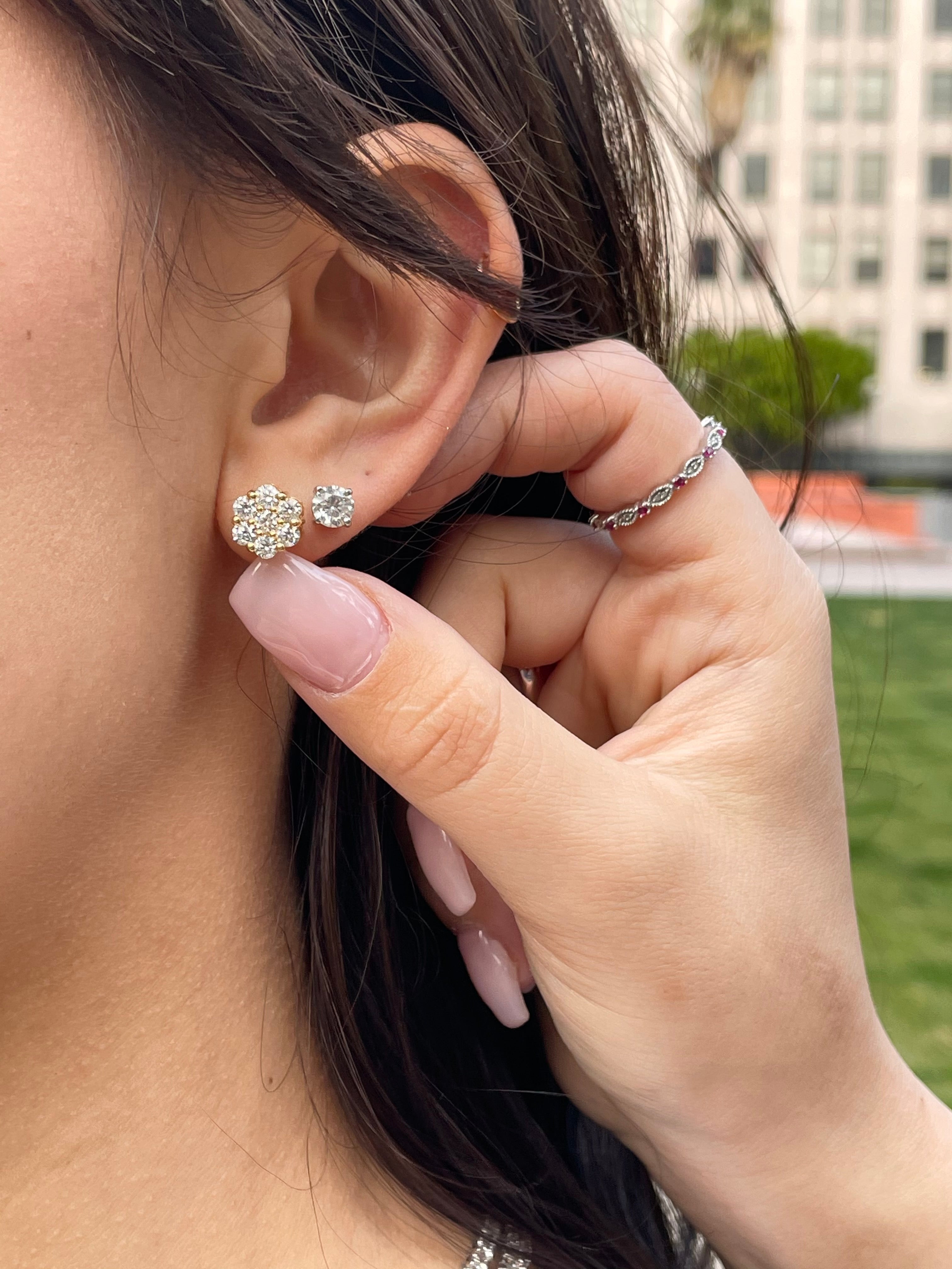 Tuli - 2 Carat Cluster Flower Diamond Studs