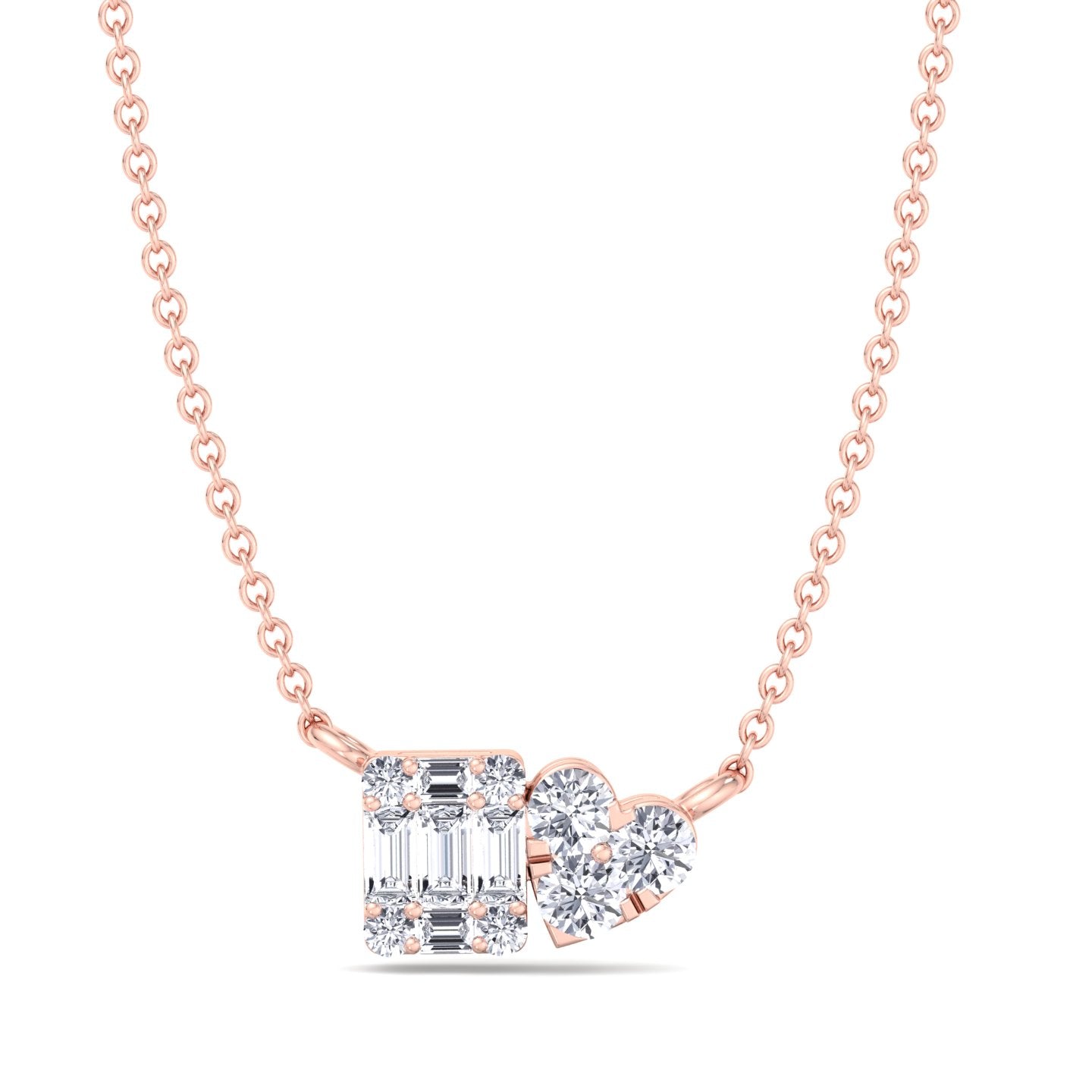 Graff - 0.75Ct Heart & Emerald Shape Cluster Diamond Pendant Necklace