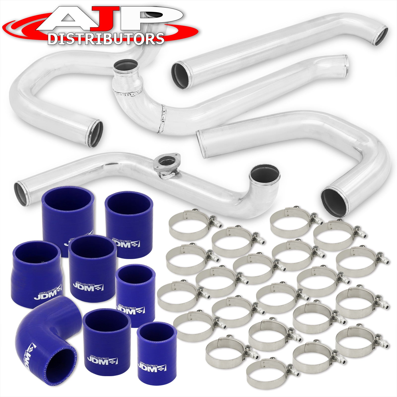 Lexus IS300 2001-2005 Bolt-On Aluminum Polished Piping Kit + Blue Couplers