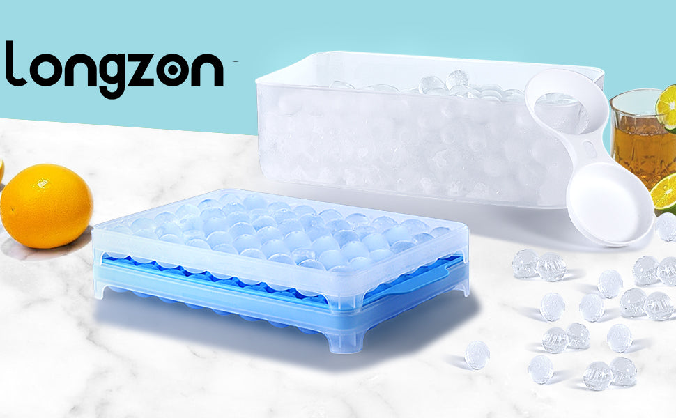 longzon Round Ice cube Trays for Freezer,Easy-Release Silicone,Circle Ice  cube tray Making Sphere Ice with Removable Lid,BPA Free,for  Cocktail,Whiskey