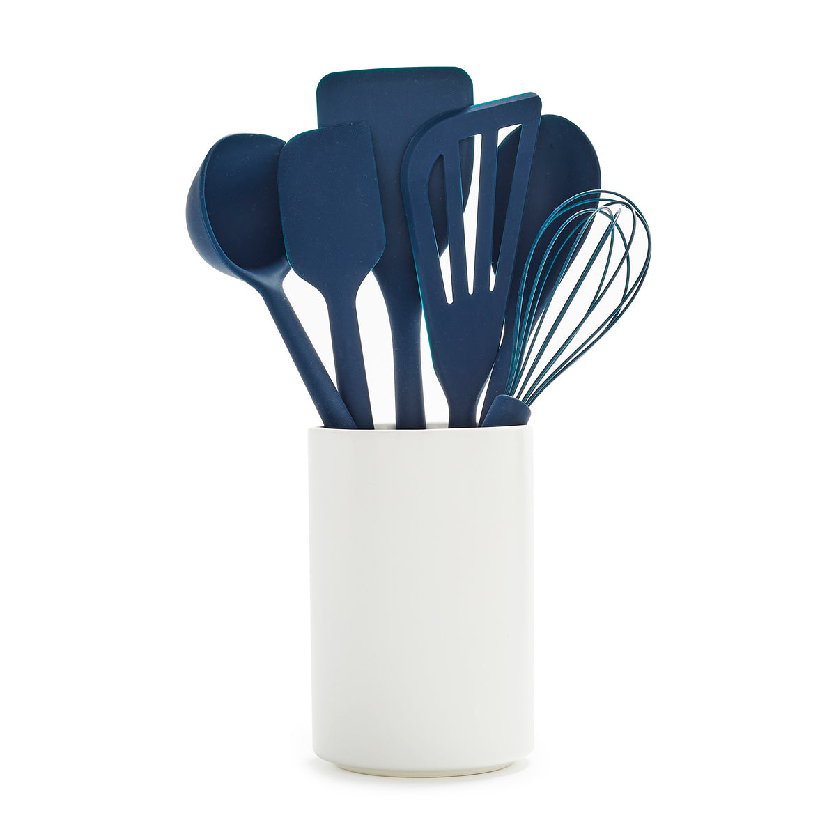 Platinum Silicone 7-Piece Utensil and Crock Set | Navy