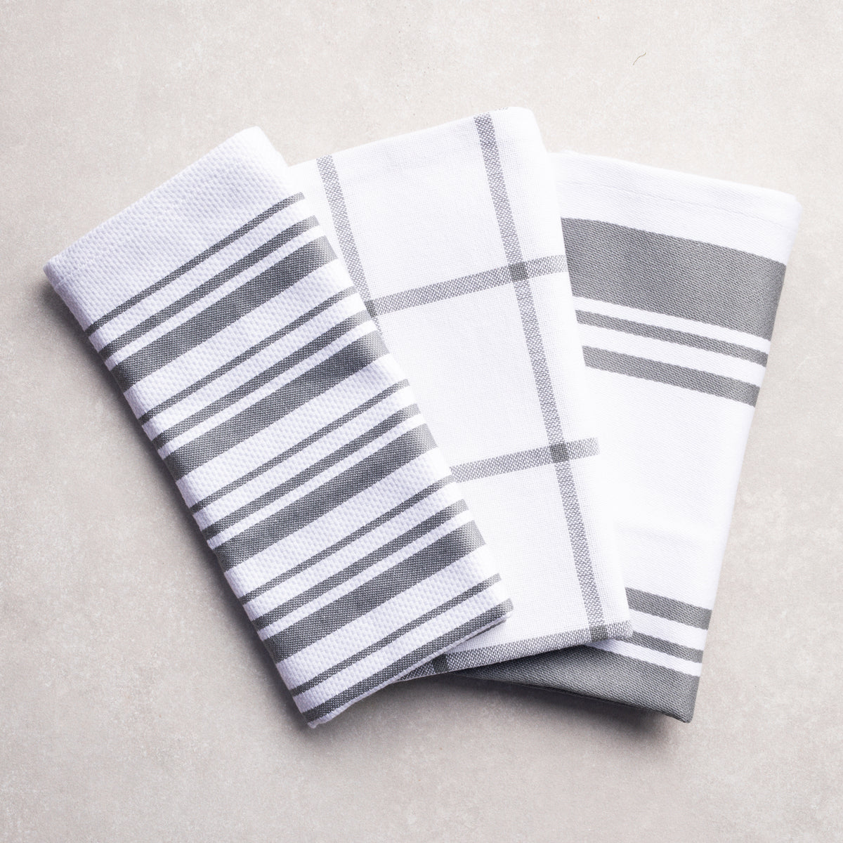 3-Piece Organic Cotton Kitchen Towel Set | Gray