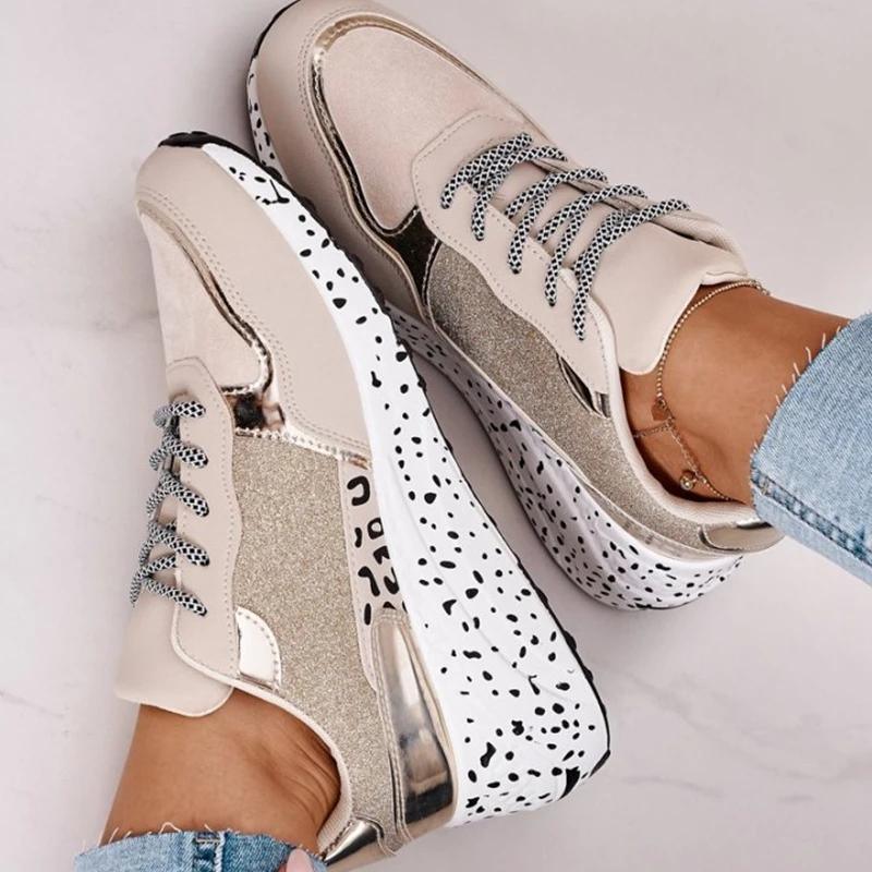 Leopard Print Lace-up Sneakers