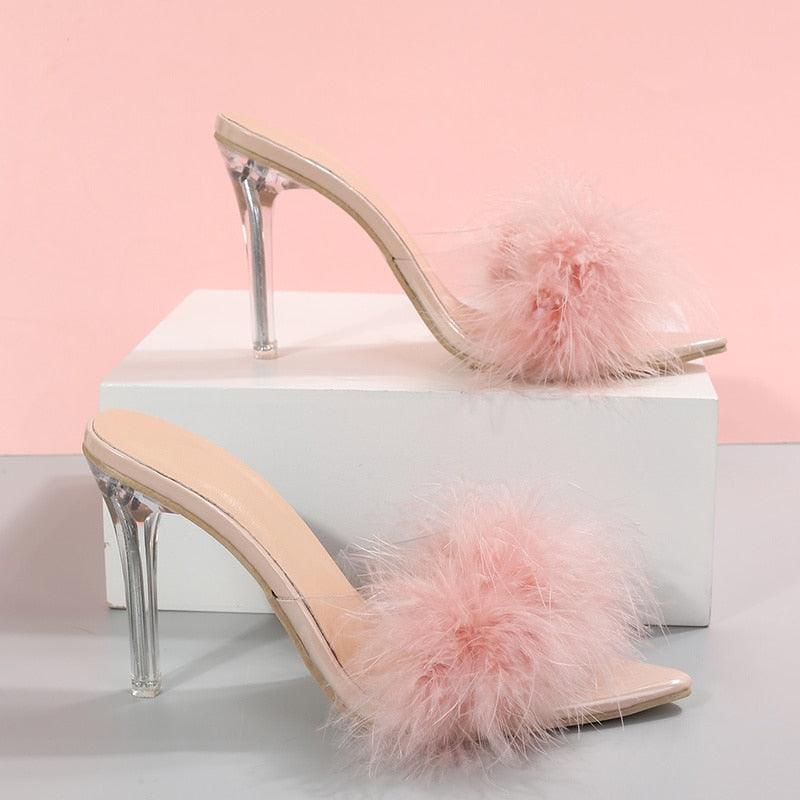 Feather Peep Toe Sandals