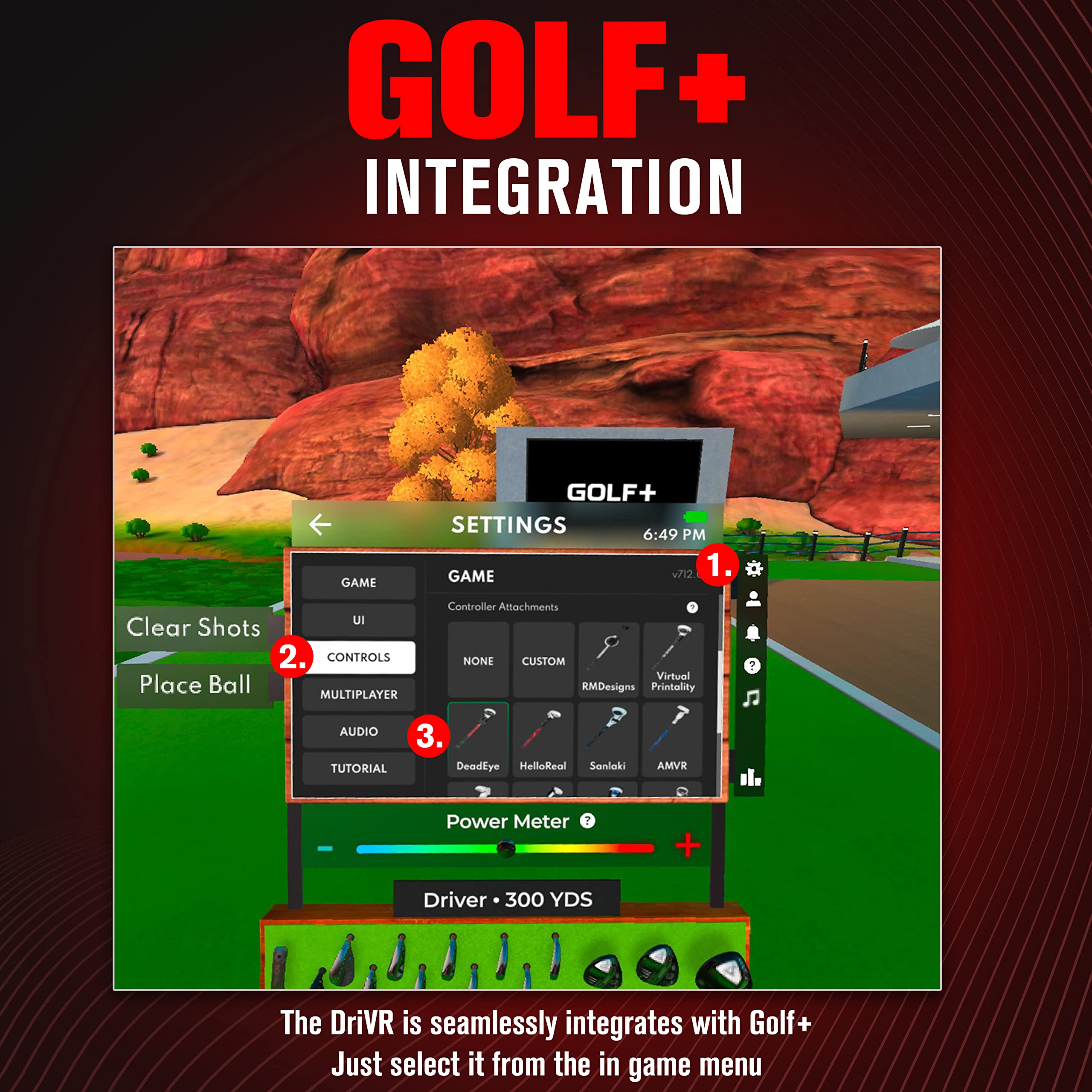 DriVR - VR Golf Club Handle Accessory (Red - Metal)