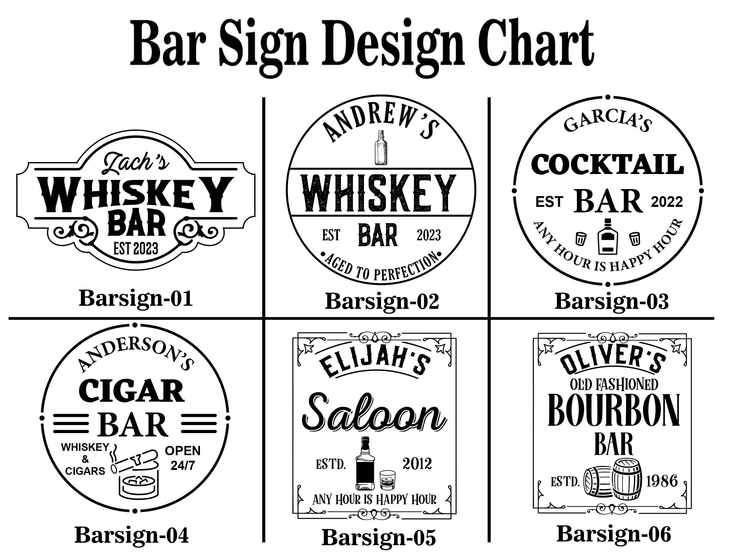 Custom Bar Sign Whiskey Glasses Personalized Whiskey Bar Sign Decor for Home Bar Gift Set Anniversary Birthday Gift for Him Dad