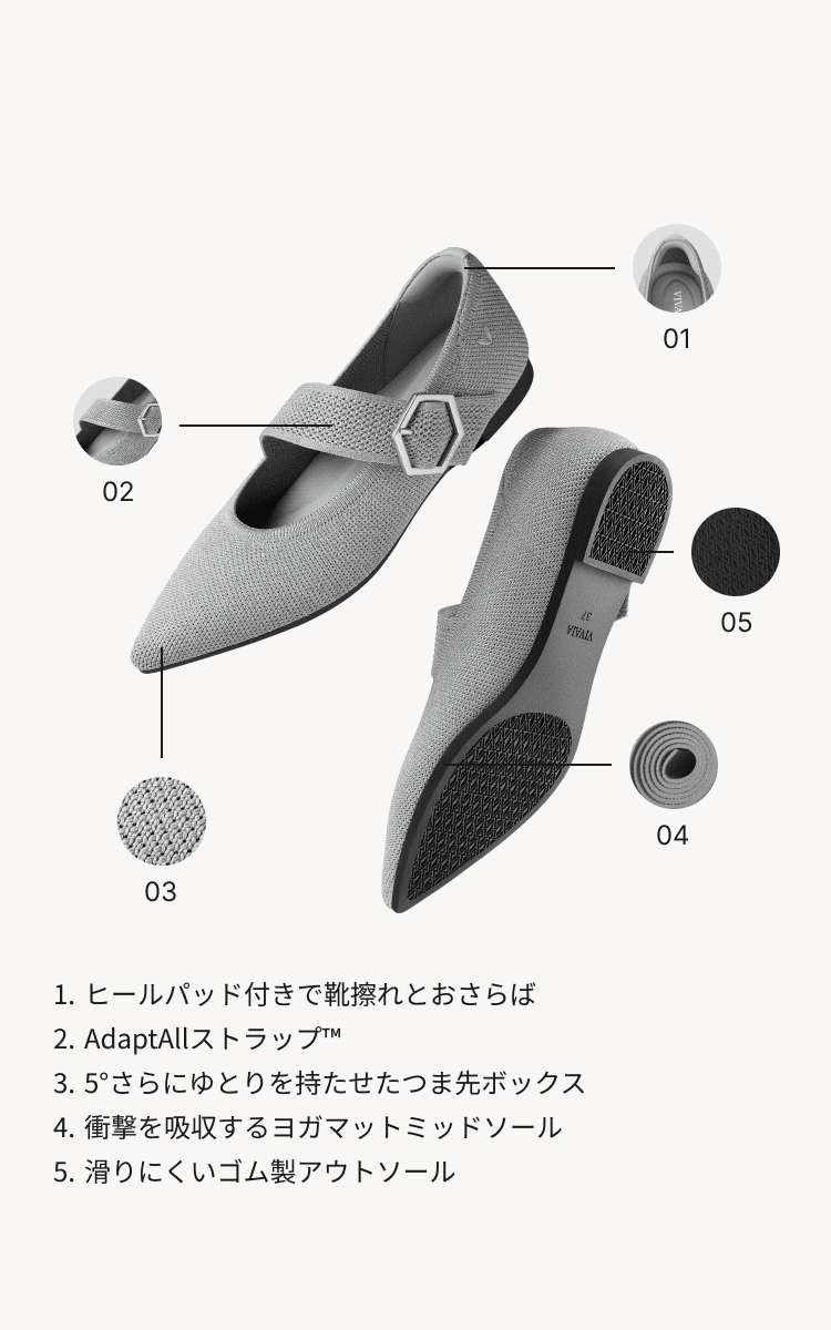 VIVAIA MARIAポインテッドトゥメリージェーンフラット22cmシルバー VIVAIA MARIAポインテッドトゥメリージェーンフラット22cmシルバー