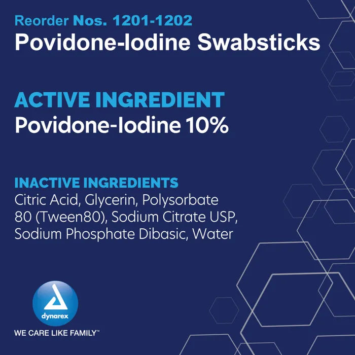 Dynarex Povidone Iodine Swabsticks, Various Options