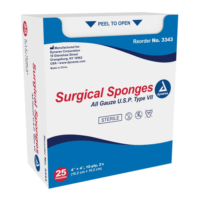 Dynarex Sterile Gauze Sponges, 2 per pack, 4