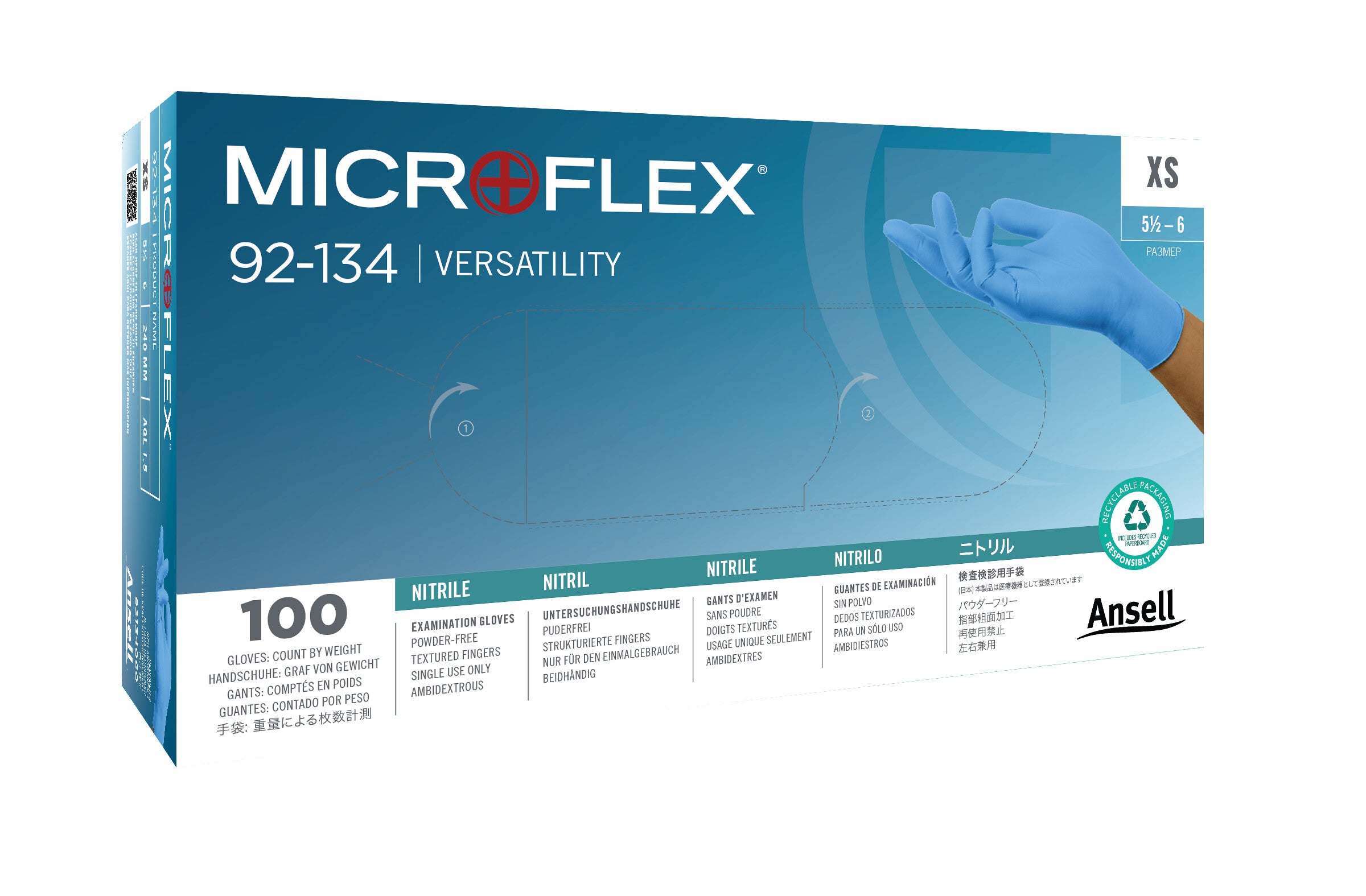 ANSELL MICROFLEX 92-134 NITRILE EXAM GLOVE CASE