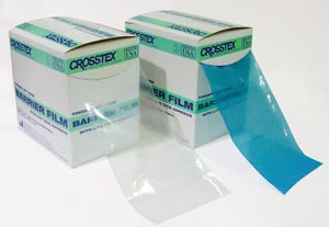 CROSSTEX BARRIER FILM WITH FINGER LIFT EDGE, Blue or Clear, 4