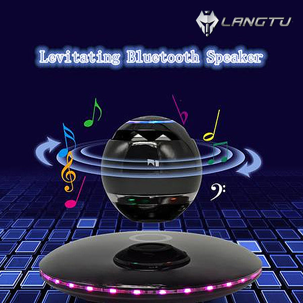 LANGTU Infinity Orb Magnetic Levitating Bluetooth 4.0 LED Wireless Floating Speaker Black