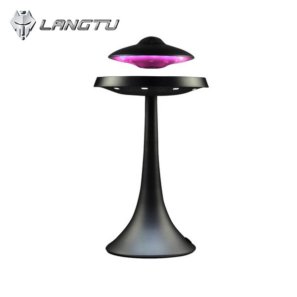 LANGTU UFO Magnetic Levitating Bluetooth 4.0 Wireless Charging LED Floating Lamp Speaker Black