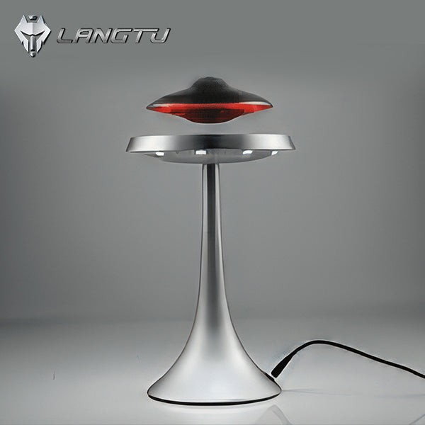 LANGTU UFO Magnetic Levitating Bluetooth 4.0 Wireless Charging LED Floating Lamp Speaker Silver