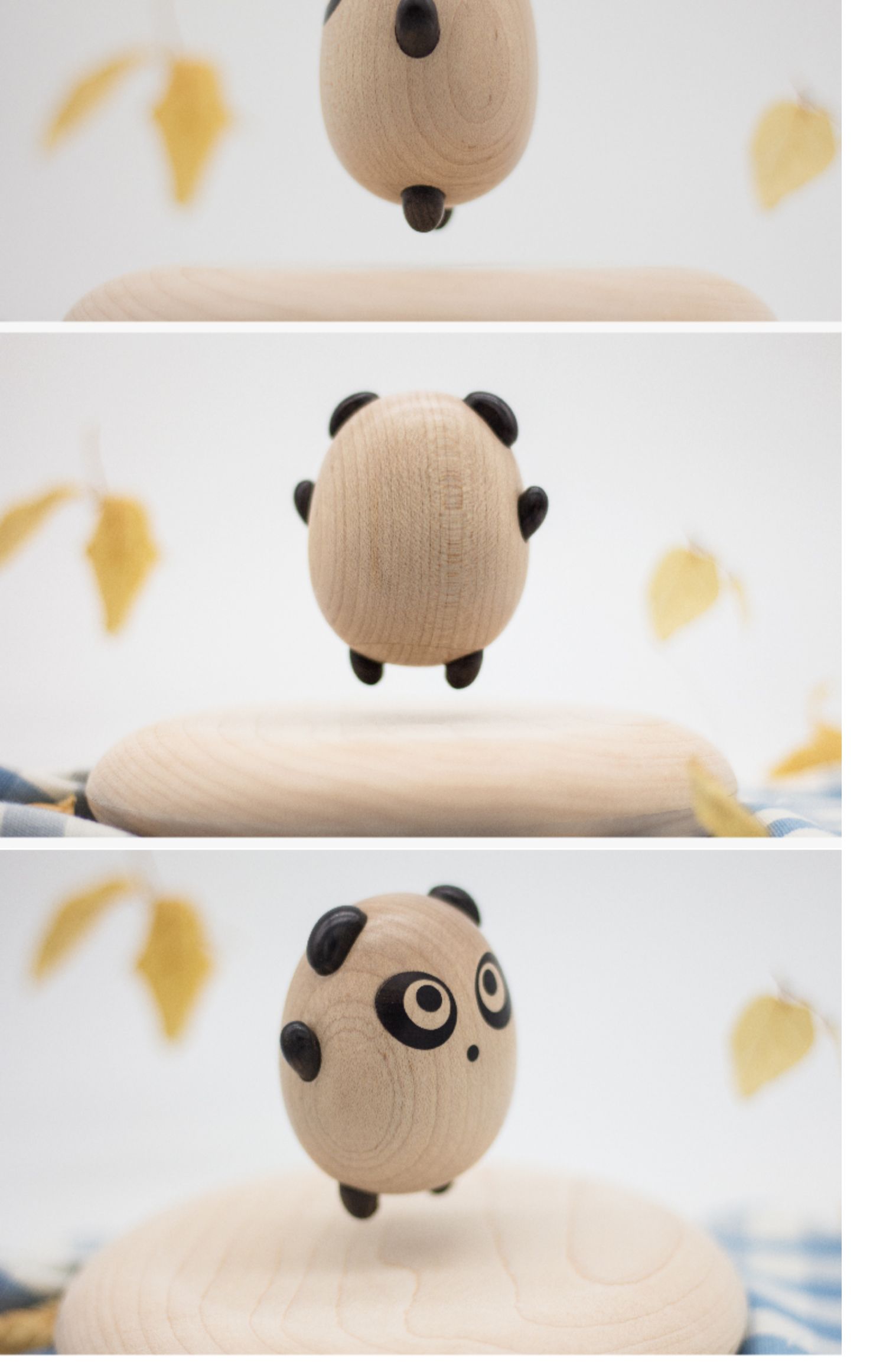 LANGTU Flying Panda Magnetic Levitation Woodcarving Hand-Made Maple & Ebony Doll for Decor, Toy & Gift