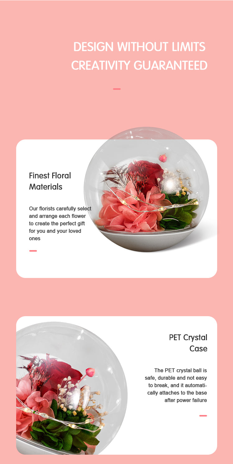 LANGTU Magnetic Levitating Immortal Flower Floating Rotating Crystal Ball ft. Decorative Lights for Home, Office & Desk Decor