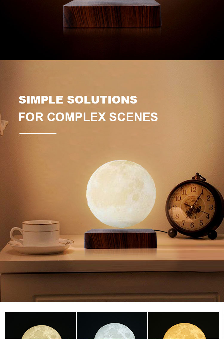 LANGTU Magnetic Levitating Luna Floating 3D Printing LED Wireless Charging Moon Night Lamp Light