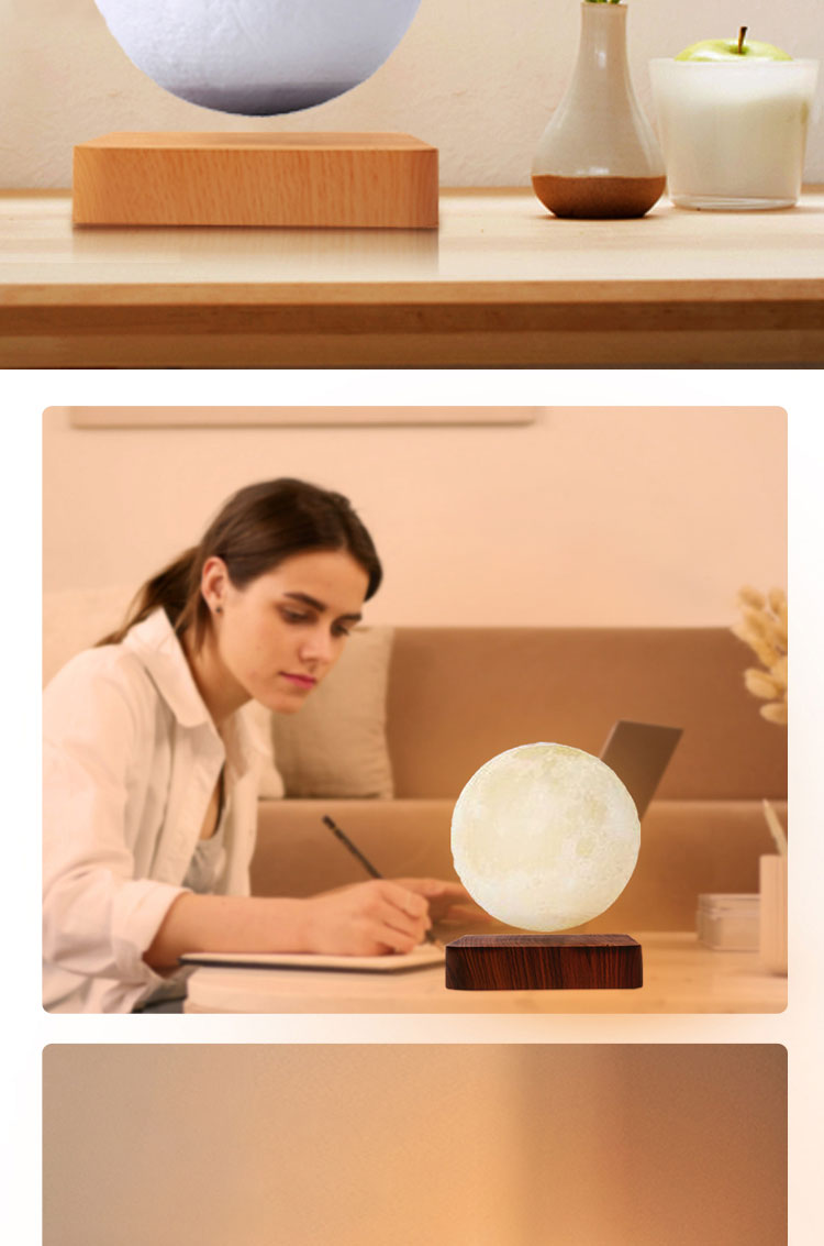 LANGTU Magnetic Levitating Luna Floating 3D Printing LED Wireless Charging Moon Night Lamp Light