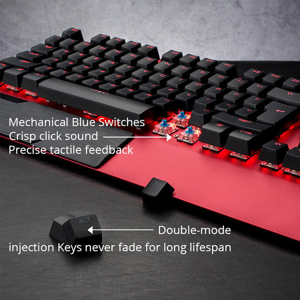 LANGTU Blue Switch Backlit Mechanical Keyboard Red