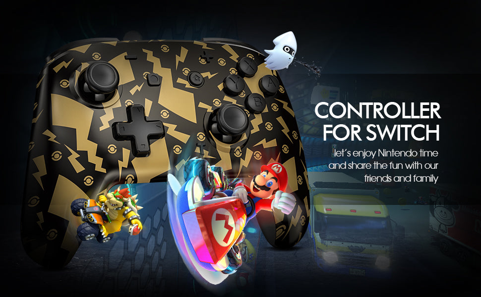 LANGTU Store EasySMX Switch Wireless Pro Controller/Remote/Gamepad for Switch/Switch Lite with Joysticks, Turbo, Motion Control, Dual Vibration, Wakeup and Screenshot Functions ft. Thunder