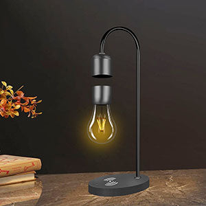 LANGTU Table Desk Smart Lamp with Magnetic Levitating Floating Wireless LED Light Bulb and Wireless Charger Base Black