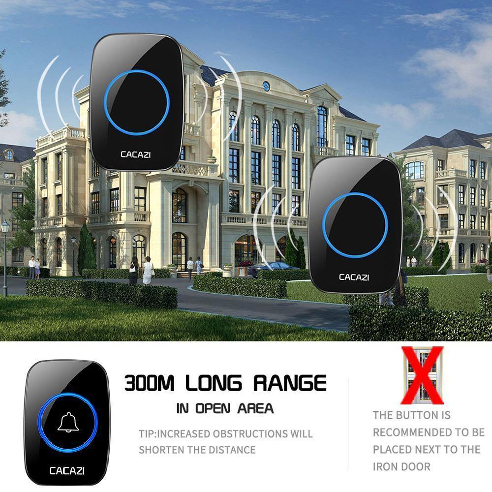 CACAZI Long Range Wireless Waterproof Doorbell