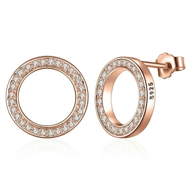 Rose Gold 925 Sterling Silver Stud Earrings