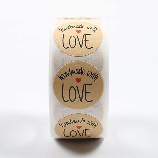 500pcs/Roll Handmade With Love Stickers