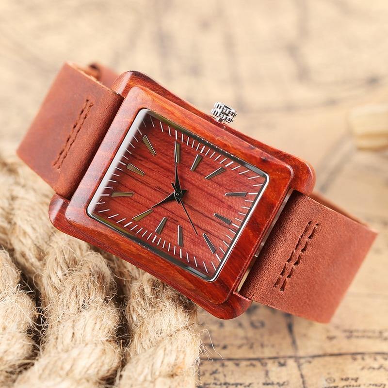 Handmade Genuine Leather Bamboo Watch