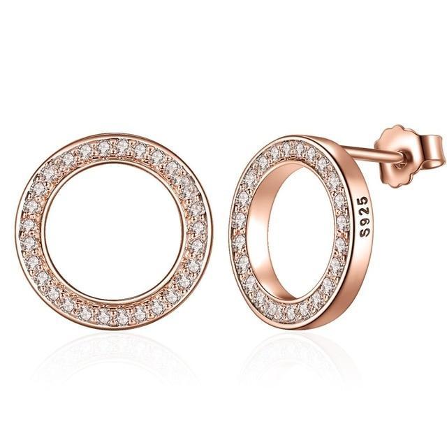 Rose Gold 925 Sterling Silver Stud Earrings