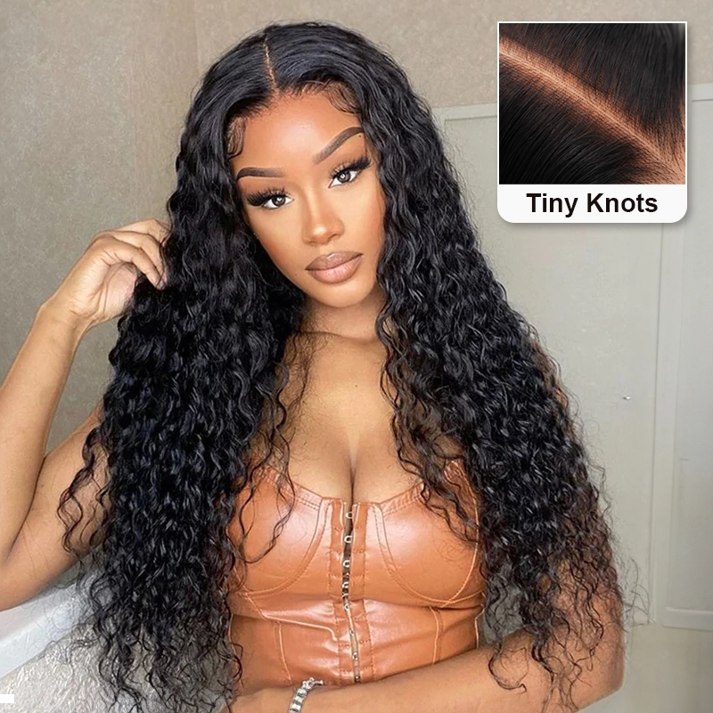 Wavymy Pre-bleached HD Lace Wear & Go Wigs Dome Cap Glueless Water Wave 4x6 Lace Closure Wig 180% Density