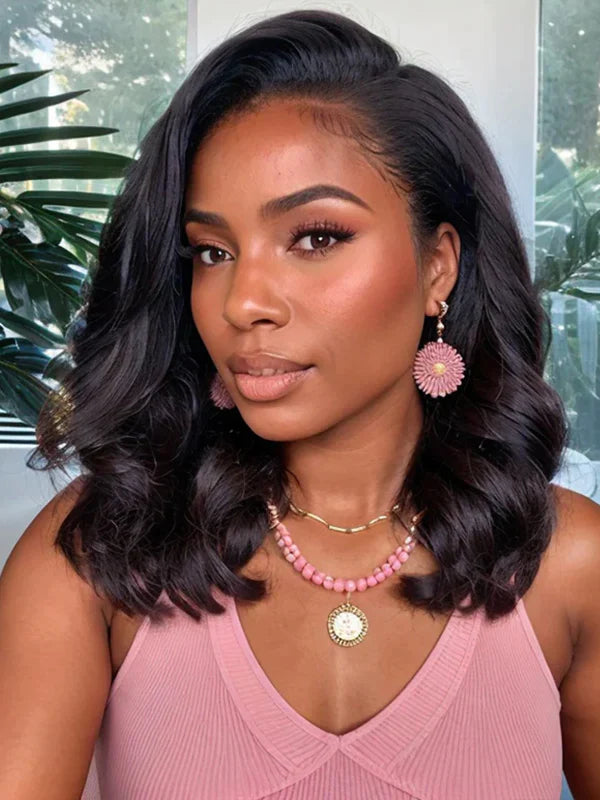 Wavymy High Density Wigs Wear Go Glueless Short Bob Wigs Pre Cut 4x6 HD Lace Closure Bob Wig Body Wave 180% Density