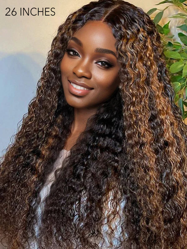 Wavymy High Density Wigs Wear Go Glueless Casual Blonde Highlights Water Wave Minimalist Pre Cut 4x6 HD Lace Wigs